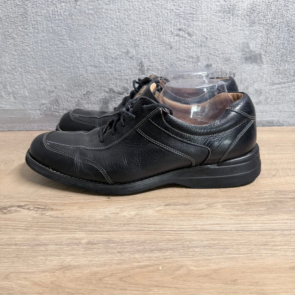 Johnston & Murphy Oxford 11.5 Black‎ Leather Square Toe Lace Up Contrast Stitch